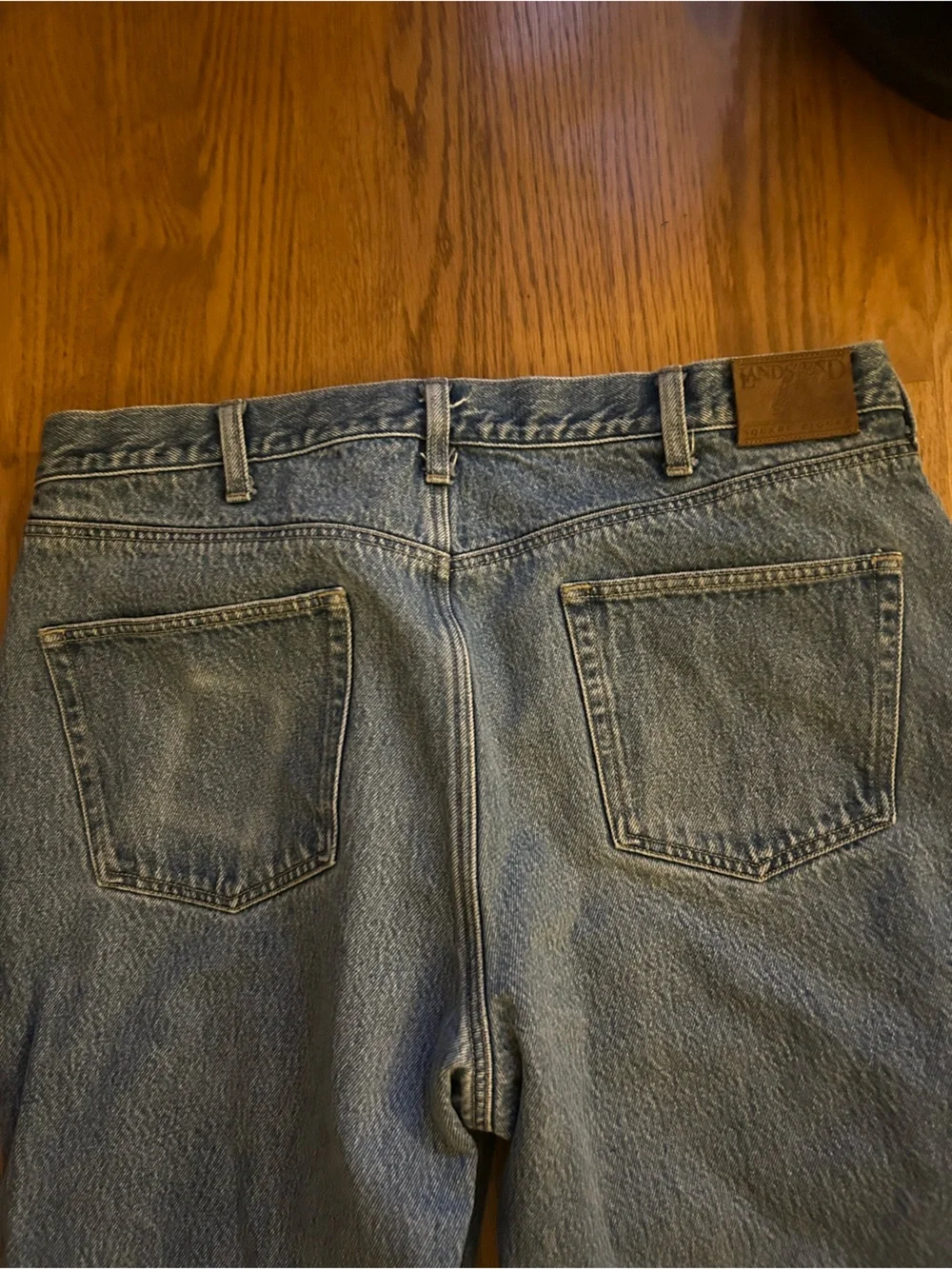 Lands' End Men's Straight Jeans in Light Blue Denim with Flannel Lining